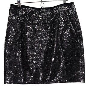 J Crew Black Sequin Mini Skirt Womens Size 2 Evening Holiday New Years Party